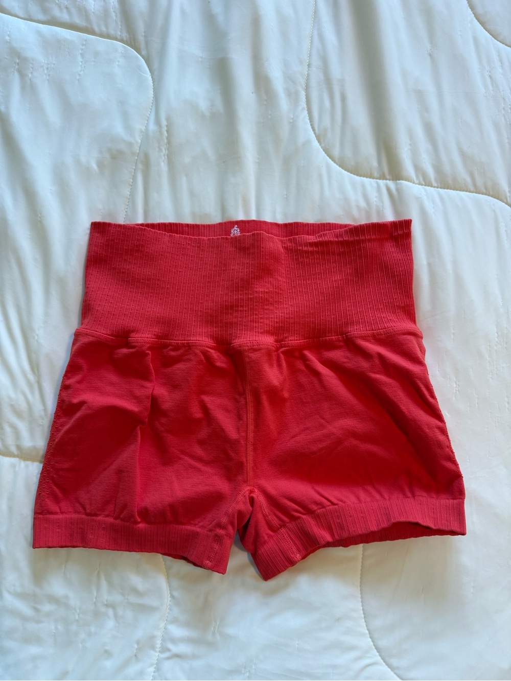 High-Waist *Orange* Ribbed Women’s Shorts